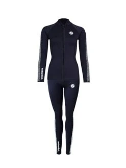 Two Bare Feet Womens Silicone Print Series 2.5mm Wetsuit Jacket & Pants Set (Black/White)