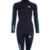 Two Bare Feet Womens Silicone Print Series 2.5mm Wetsuit Jacket & Shorts Set (Black/Mint)