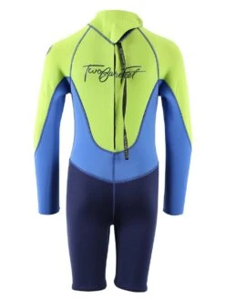Two Bare Feet Squadron 3/2mm Short Leg Spring Junior Wetsuit (Lime/Blue/Blue) -Surf Tide Motion 1c8a1423