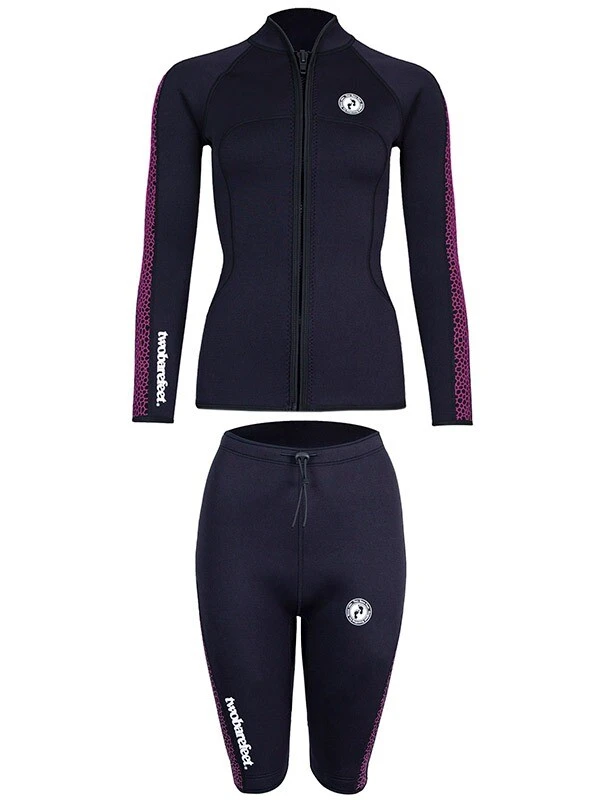 Two Bare Feet Womens Silicone Print Series 2.5mm Wetsuit Jacket & Shorts Set (Black/Raspberry) 2 Two Bare Feet Womens Silicone Print Series 2.5mm Wetsuit Jacket & Shorts Set (Black/Raspberry) - Image 2