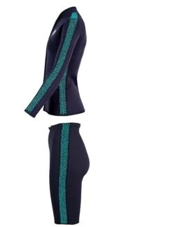 Two Bare Feet Womens Silicone Print Series 2.5mm Wetsuit Jacket & Shorts Set (Black/Mint) -Surf Tide Motion 4 32