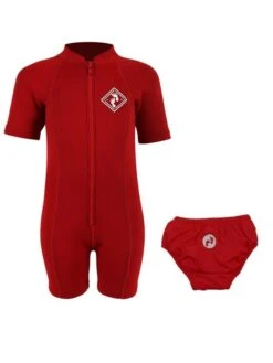 Essentials Baby Swim Kit - Aquatica Wetsuit + Swim Nappy (Red)