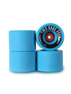 Sessions 78A Longboard Skateboard Wheels (70mm Blue) With Two Bare Feet Pro Series 7 Bearings -Surf Tide Motion blue stacked 2