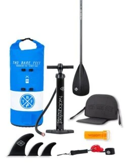 Two Bare Feet Sport Air (Allround) 10'6" X 33" X 4.75" Inflatable SUP Deluxe Carbon Hybrid Pack (Blue) 12 Two Bare Feet Sport Air (Allround) 10'6" X 33" X 4.75" Inflatable SUP Deluxe Carbon Hybrid Pack (Blue) -Surf Tide Motion carbon hybrid blue