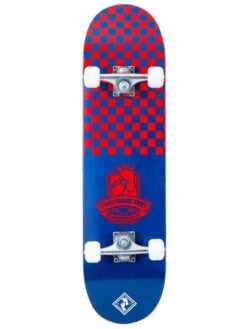 TBF Boarding Co Complete Double Kick Skateboard Checkmate (Blue / Red)