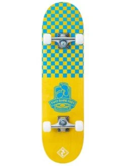 TBF Boarding Co Complete Double Kick Skateboard Checkmate (Yellow / Blue)