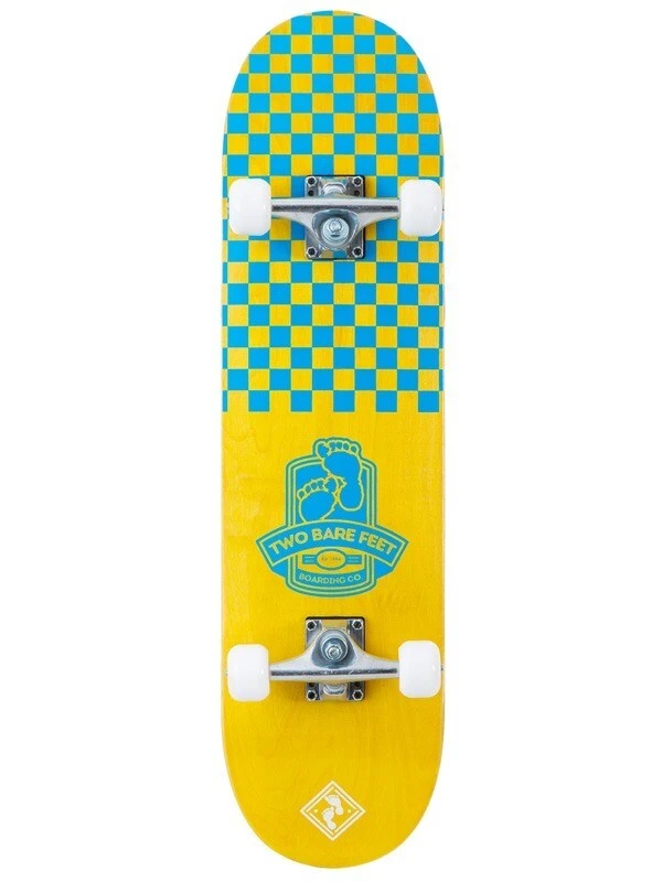 TBF Boarding Co Complete Double Kick Skateboard Checkmate (Yellow / Blue) 1 TBF Boarding Co Complete Double Kick Skateboard Checkmate (Yellow / Blue)