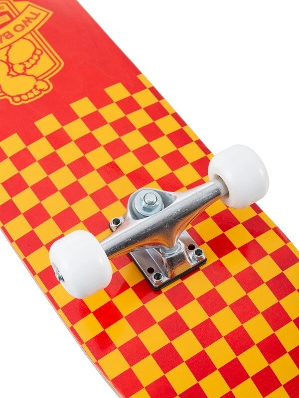 TBF Boarding Co Complete Double Kick Skateboard Checkmate (Red / Gold) 4 TBF Boarding Co Complete Double Kick Skateboard Checkmate (Red / Gold) - Image 4