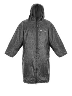 Two Bare Feet Classic Print Long Sleeve Weatherproof Changing Robe (Black/Charcoal)