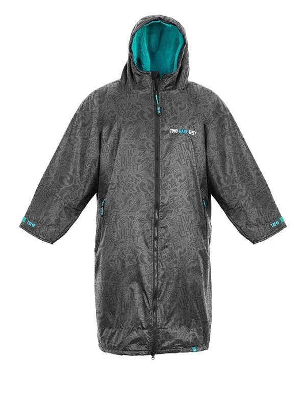 Two Bare Feet Classic Print Long Sleeve Weatherproof Changing Robe (Black/Teal) 1 Two Bare Feet Classic Print Long Sleeve Weatherproof Changing Robe (Black/Teal)