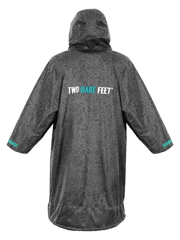 Two Bare Feet Classic Print Long Sleeve Weatherproof Changing Robe (Black/Teal) 2 Two Bare Feet Classic Print Long Sleeve Weatherproof Changing Robe (Black/Teal) - Image 2