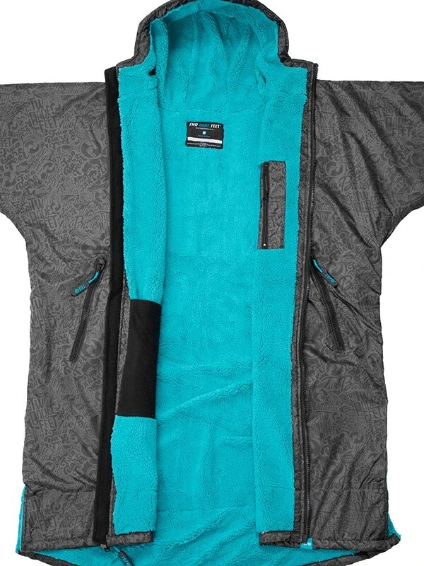 Two Bare Feet Classic Print Long Sleeve Weatherproof Changing Robe (Black/Teal) 3 Two Bare Feet Classic Print Long Sleeve Weatherproof Changing Robe (Black/Teal) - Image 3