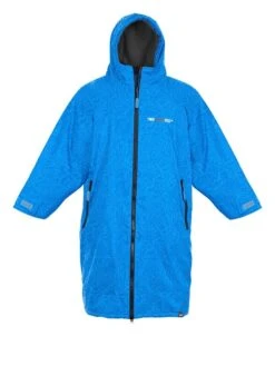 Two Bare Feet Classic Print Long Sleeve Weatherproof Changing Robe (Blue/Charcoal)