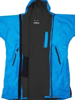 Two Bare Feet Kids Classic Print Long Sleeve Weatherproof Changing Robe (Blue/Charcoal) -Surf Tide Motion classic print blue charcoal 3 1