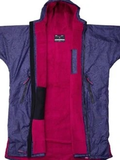 Two Bare Feet Classic Print Long Sleeve Weatherproof Changing Robe (Navy/Raspberry) -Surf Tide Motion classic print navy raspberry 3