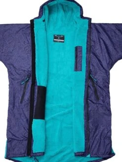 Two Bare Feet Classic Print Long Sleeve Weatherproof Changing Robe (Navy/Teal) -Surf Tide Motion classic print navy teal 3