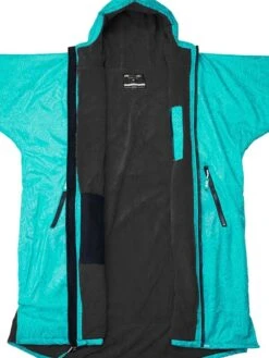 Two Bare Feet Classic Print Long Sleeve Weatherproof Changing Robe (Teal/Charcoal) -Surf Tide Motion classic print teal charcoal 3