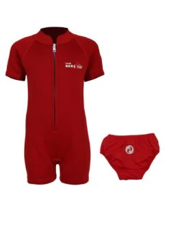Essentials Baby Swim Kit - Classic Wetsuit + Swim Nappy (Red)