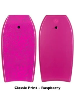 Two Bare Feet Flowers Double Bodyboard And Bag Bundle (Choice Of 33", 37", 41") -Surf Tide Motion classic print raspberry