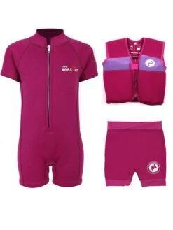 Essentials Baby Swim Kit - Classic Wetsuit + Nappy Shorts + Swim Vest (Raspberry)