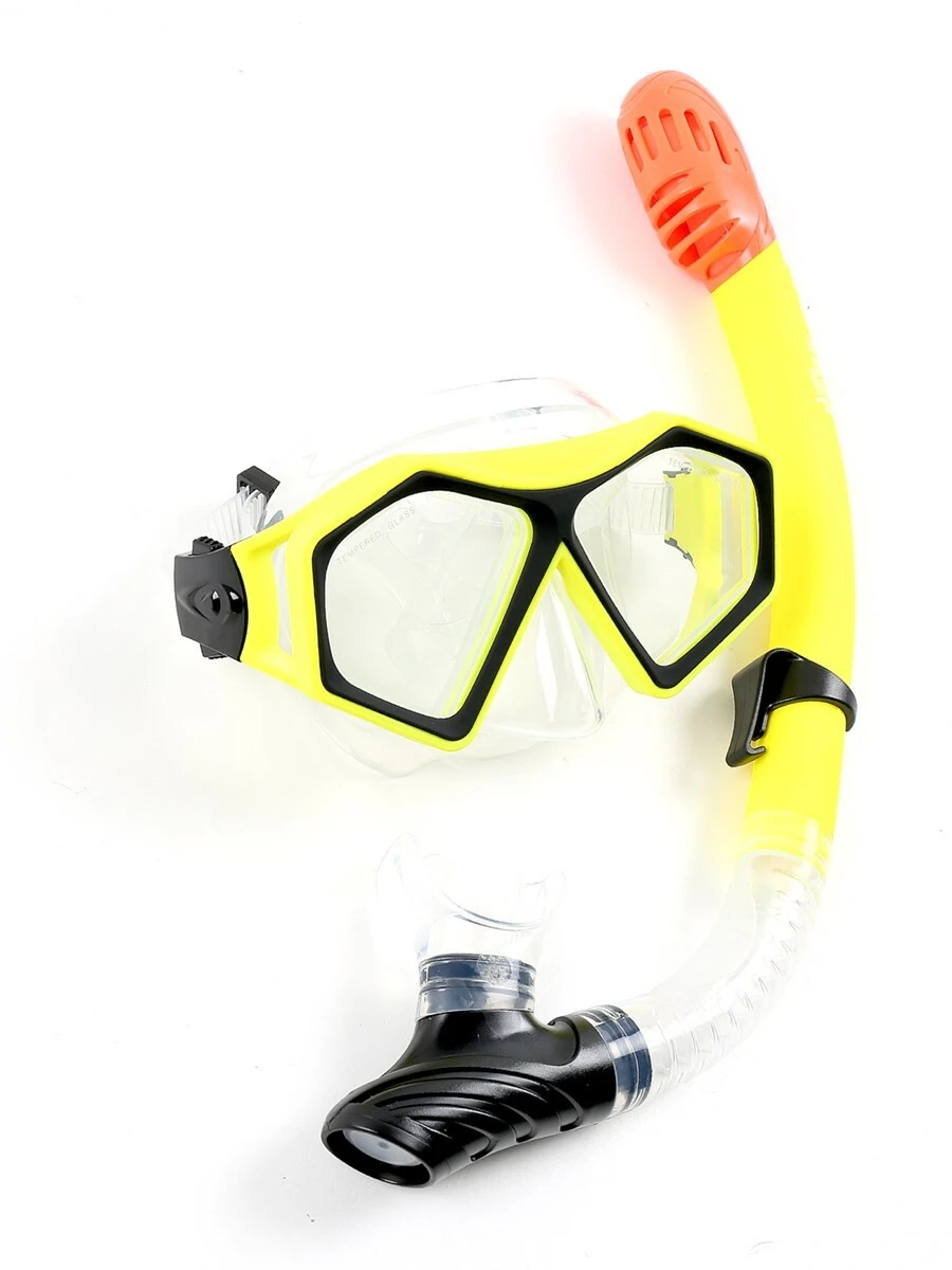 DiveSport Silicone Mask & Dry Top Snorkel 2pc Set (Yellow / Clear) 3 DiveSport Silicone Mask & Dry Top Snorkel 2pc Set (Yellow / Clear) - Image 3