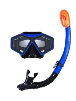 DiveSport Silicone Mask & Dry Top Snorkel 2pc Set (Blue / Black)