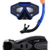 DiveSport Silicone Mask Dry Top Snorkel & F70 Fins 3pc Set (Blue / Black)
