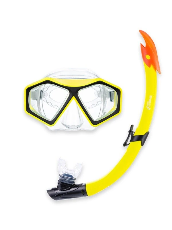 DiveSport Silicone Mask Snorkel & F70 Fins 3pc Set (Yellow / Clear) - Image 2