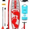 Two Bare Feet Entradia (Allround) 10'6" X 34" X 4.75" Inflatable SUP Deluxe Fibreglass Hybrid Pack (Red)