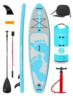Two Bare Feet Entradia (Touring) 11'6" X 34" X 6" Inflatable SUP Deluxe Carbon Hybrid Pack (Aqua)
