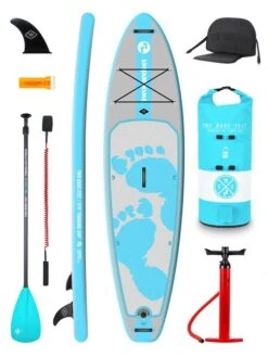 Two Bare Feet Entradia (Touring) 11'6" X 34" X 6" Inflatable SUP Deluxe Fibreglass Hybrid Pack (Aqua)
