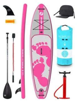 Two Bare Feet Entradia (Touring) 11'6" X 34" X 6" Inflatable SUP Deluxe Carbon Hybrid Pack (Pink)