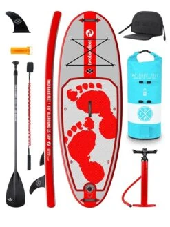 Two Bare Feet Entradia (Allround XS) 8'6" X 34" X 4.75" Inflatable Juniors SUP Deluxe Carbon Hybrid Pack (Red)