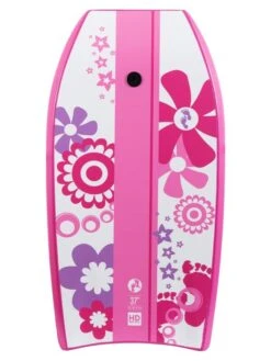 Two Bare Feet Flowers Single Bodyboard And Bag Bundle (Choice Of 33", 37", 41") -Surf Tide Motion flowerz 37 pink 1 1