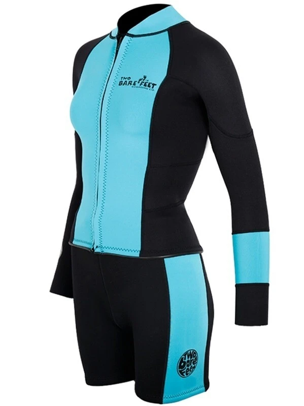 Two Bare Feet Harmony 3mm Jacket & Shorts Set (Black/Mint) 2 Two Bare Feet Harmony 3mm Jacket & Shorts Set (Black/Mint) - Image 2