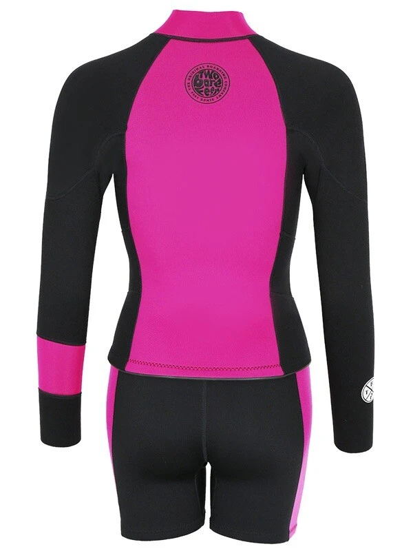 Two Bare Feet Harmony 3mm Jacket & Shorts Set (Black/Raspberry) 2 Two Bare Feet Harmony 3mm Jacket & Shorts Set (Black/Raspberry) - Image 2