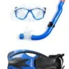 Two Bare Feet Childrens PVC Mask Snorkel Fins 3 Piece Set (Blue)