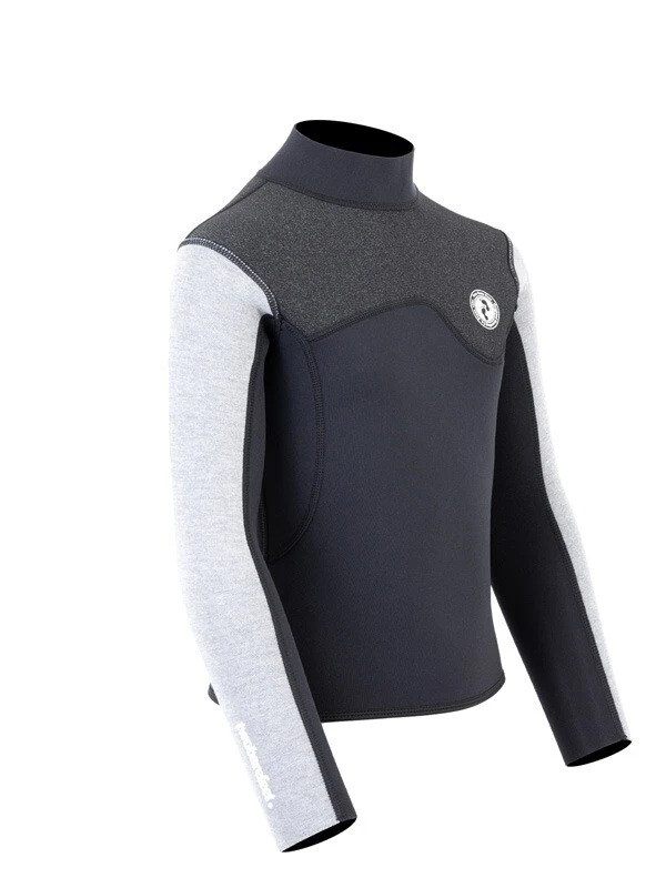 Two Bare Feet Junior Aspect Fleece Lined Zipless Thermal 2.5mm Superstretch Wetsuit Top (Black/Grey/Grey) 8 Two Bare Feet Junior Aspect Fleece Lined Zipless Thermal 2.5mm Superstretch Wetsuit Top (Black/Grey/Grey) - Image 8