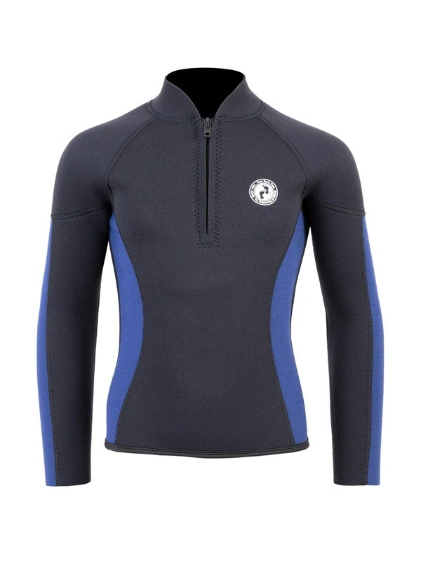 Two Bare Feet Junior Perspective Half Zip 2.5mm Wetsuit Jacket (Black/Blue) 1 Two Bare Feet Junior Perspective Half Zip 2.5mm Wetsuit Jacket (Black/Blue)