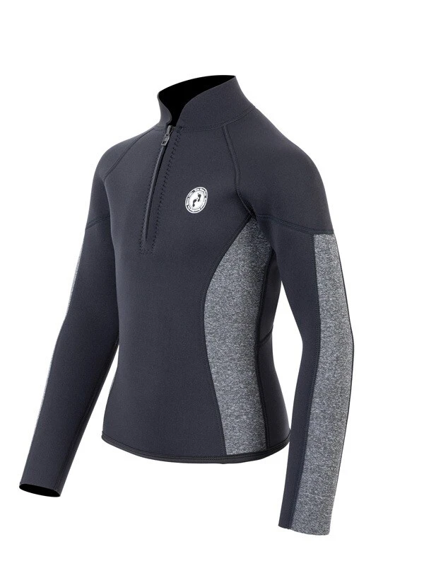 Two Bare Feet Junior Perspective Half Zip 2.5mm Wetsuit Jacket (Black/Grey) 2 Two Bare Feet Junior Perspective Half Zip 2.5mm Wetsuit Jacket (Black/Grey) - Image 2