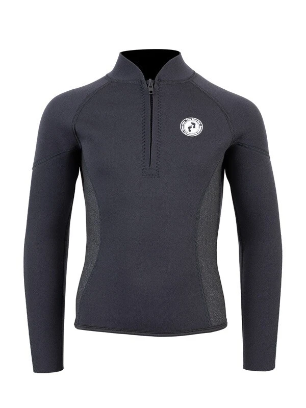 Two Bare Feet Junior Perspective Half Zip 2.5mm Wetsuit Jacket (Black/Grey/Grey) 1 Two Bare Feet Junior Perspective Half Zip 2.5mm Wetsuit Jacket (Black/Grey/Grey)