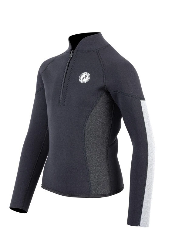Two Bare Feet Junior Perspective Half Zip 2.5mm Wetsuit Jacket (Black/Grey/Grey) 2 Two Bare Feet Junior Perspective Half Zip 2.5mm Wetsuit Jacket (Black/Grey/Grey) - Image 2