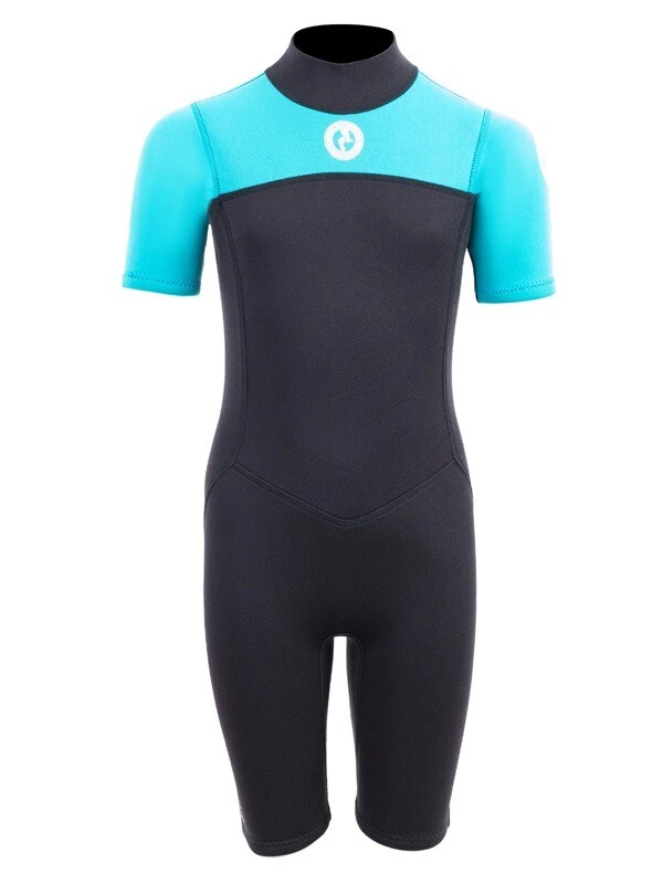 Two Bare Feet Thunderclap 2.5mm Junior Shorty Wetsuit (Aqua / Black) 1 Two Bare Feet Thunderclap 2.5mm Junior Shorty Wetsuit (Aqua / Black)