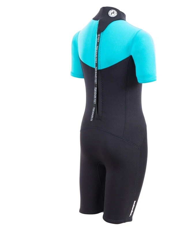 Two Bare Feet Thunderclap 2.5mm Junior Shorty Wetsuit (Aqua / Black) 6 Two Bare Feet Thunderclap 2.5mm Junior Shorty Wetsuit (Aqua / Black) - Image 6