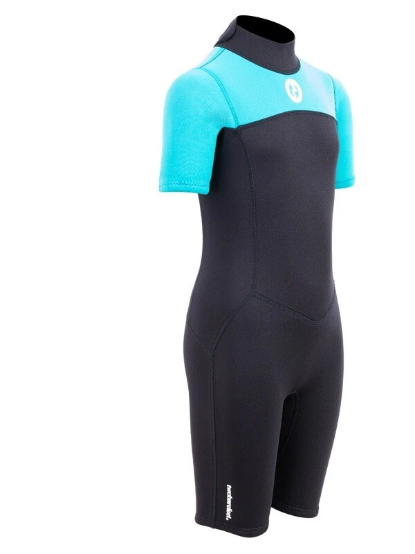 Two Bare Feet Thunderclap 2.5mm Junior Shorty Wetsuit (Aqua / Black) 8 Two Bare Feet Thunderclap 2.5mm Junior Shorty Wetsuit (Aqua / Black) - Image 8