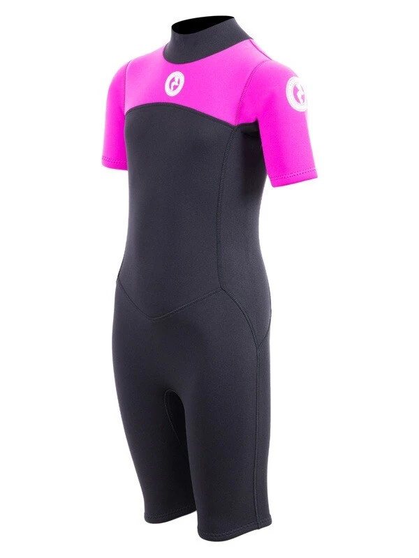 Two Bare Feet Thunderclap 2.5mm Junior Shorty Wetsuit (Pink / Black) 2 Two Bare Feet Thunderclap 2.5mm Junior Shorty Wetsuit (Pink / Black) - Image 2