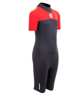 Two Bare Feet Thunderclap 2.5mm Junior Shorty Wetsuit (Red / Black) -Surf Tide Motion kids thunderclap shorty wetsuit red 8