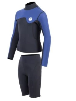 Two Bare Feet Junior Aspect Fleece Lined Zipless Thermal 2.5mm Superstretch Wetsuit Top & Shorts Set (Black/Blue) 10 Two Bare Feet Junior Aspect Fleece Lined Zipless Thermal 2.5mm Superstretch Wetsuit Top & Shorts Set (Black/Blue) -Surf Tide Motion kqw6ct v