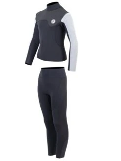 Two Bare Feet Junior Aspect Fleece Lined Zipless Thermal 2.5mm Superstretch Wetsuit Top & Pants Set (Black/Grey/Grey) 10 Two Bare Feet Junior Aspect Fleece Lined Zipless Thermal 2.5mm Superstretch Wetsuit Top & Pants Set (Black/Grey/Grey) -Surf Tide Motion ky41ji 0 1