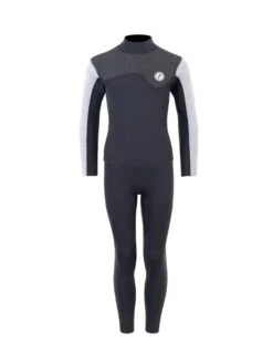 Two Bare Feet Junior Aspect Fleece Lined Zipless Thermal 2.5mm Superstretch Wetsuit Top & Pants Set (Black/Grey/Grey)